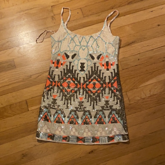 All Saints Spitalfields Aztec Sequin Dress - Picture 2 of 10